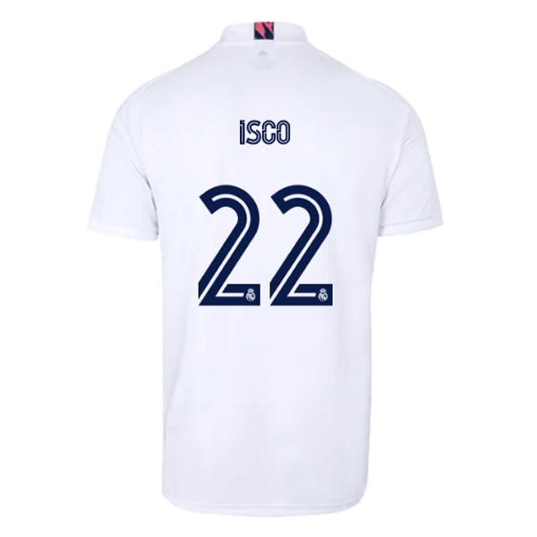 Trikot Real Madrid Heim NO.22 Isco 2020-21 Weiß Fussballtrikots Günstig
